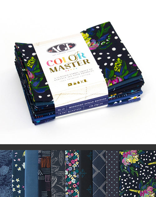 Color Master No.10 Midnight Ocean Edition Fat Quarter Bundle 18"x21" 10pcs Art Gallery Fabrics Cotton Fabric  AGF-CB-FQ110