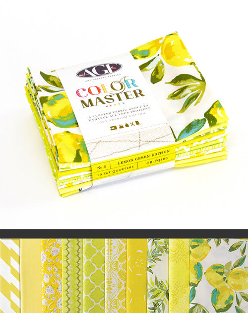 Color Master No.6 Lemon Green Edition Fat Quarter Bundle 18"x21" 10pcs Art Gallery Fabrics Cotton Fabric AGF-CB-FQ106
