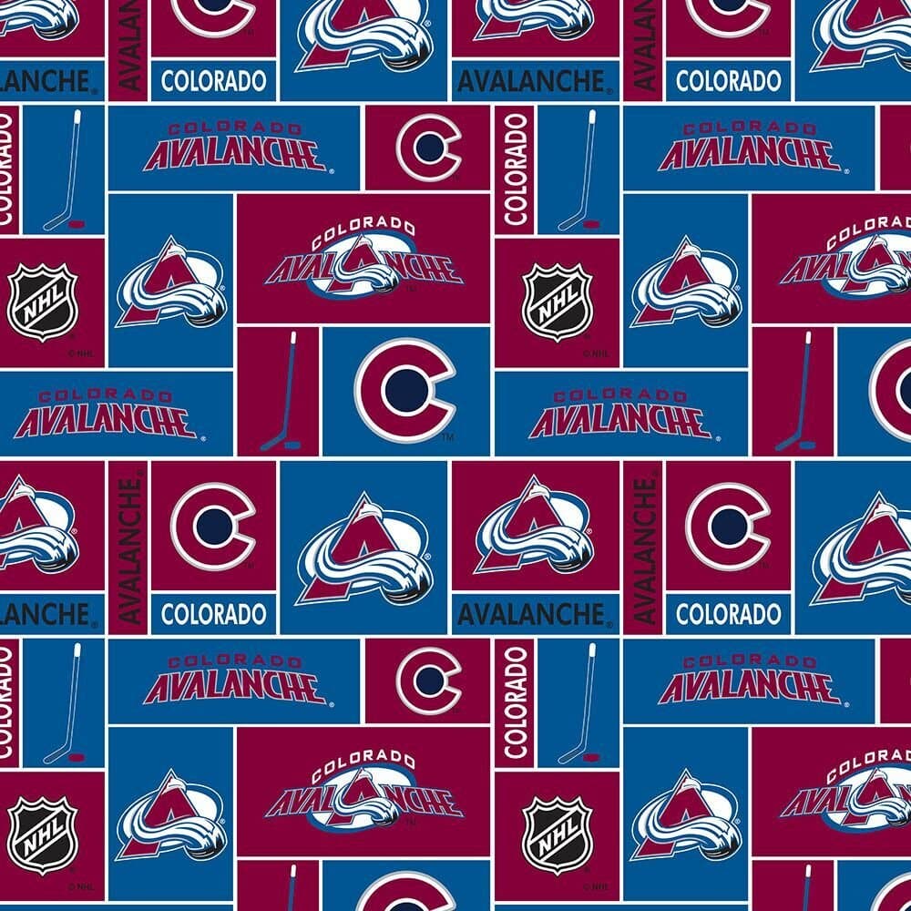 Colorado Avalanche NHL Hockey Box Design Cotton Fabric NHL-840-AVA