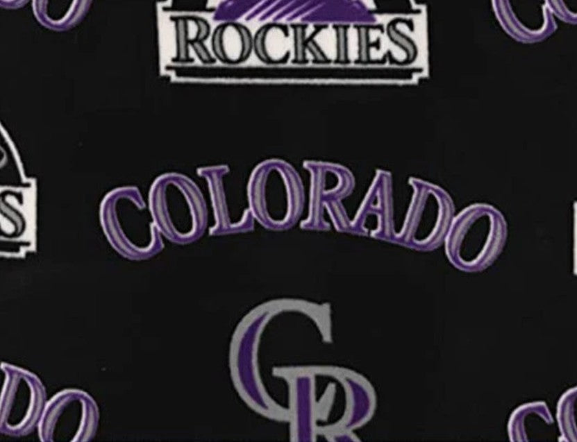 Colorado Rockies MLB Baseball Logo Black Fabric Traditions Polyester FLEECE Fabric MLB-60069-B