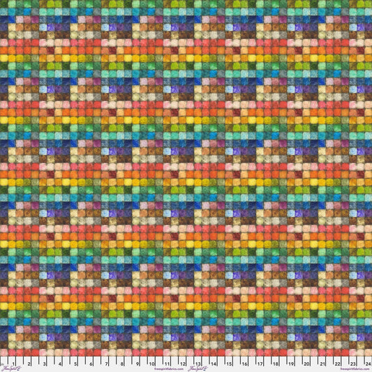 Colorblock Mosaic Multi Tim Holtz Eclectic Elements Free Spirit Cotton Fabric FS-PWTH179.MULTI