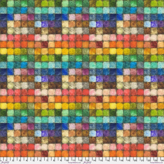 Colorblock Tiled Multi Tim Holtz Eclectic Elements Free Spirit Cotton Fabric FS-PWTH180.MULTI