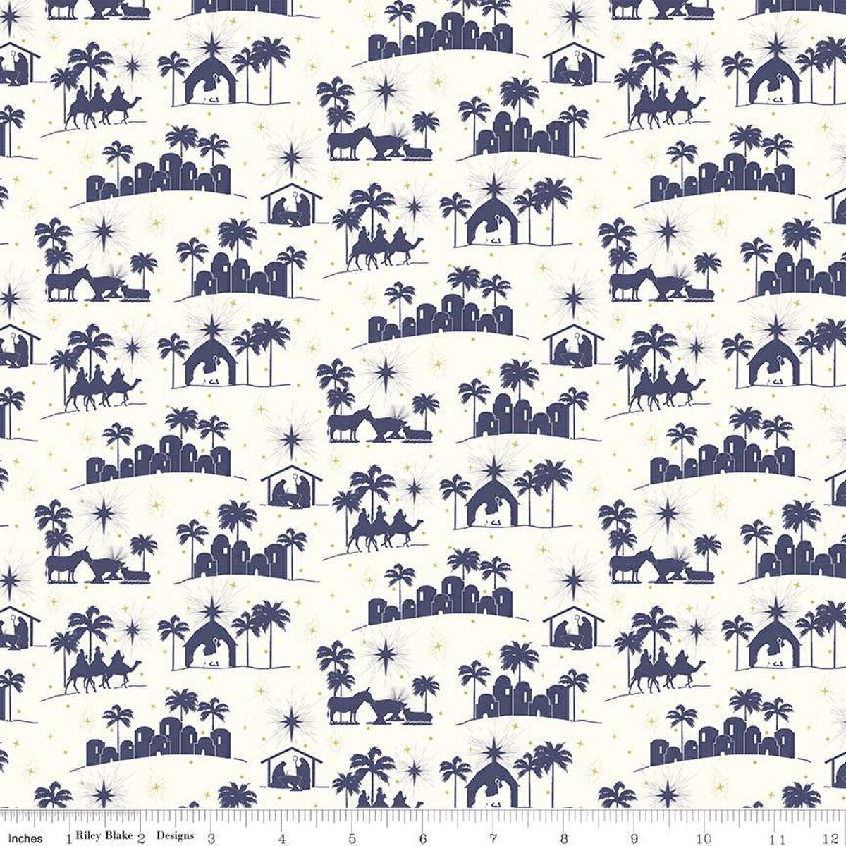 Come Let Us Adore Him Silhouettes Cloud Tara Reed Riley Blake Designs Cotton Fabric RB-C16311-CLOUD