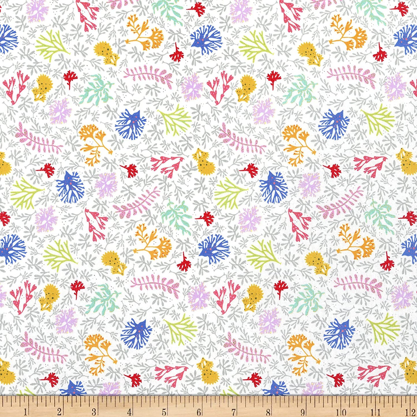 Commotion the Ocean Coral White Blank Quilting Cotton Fabric