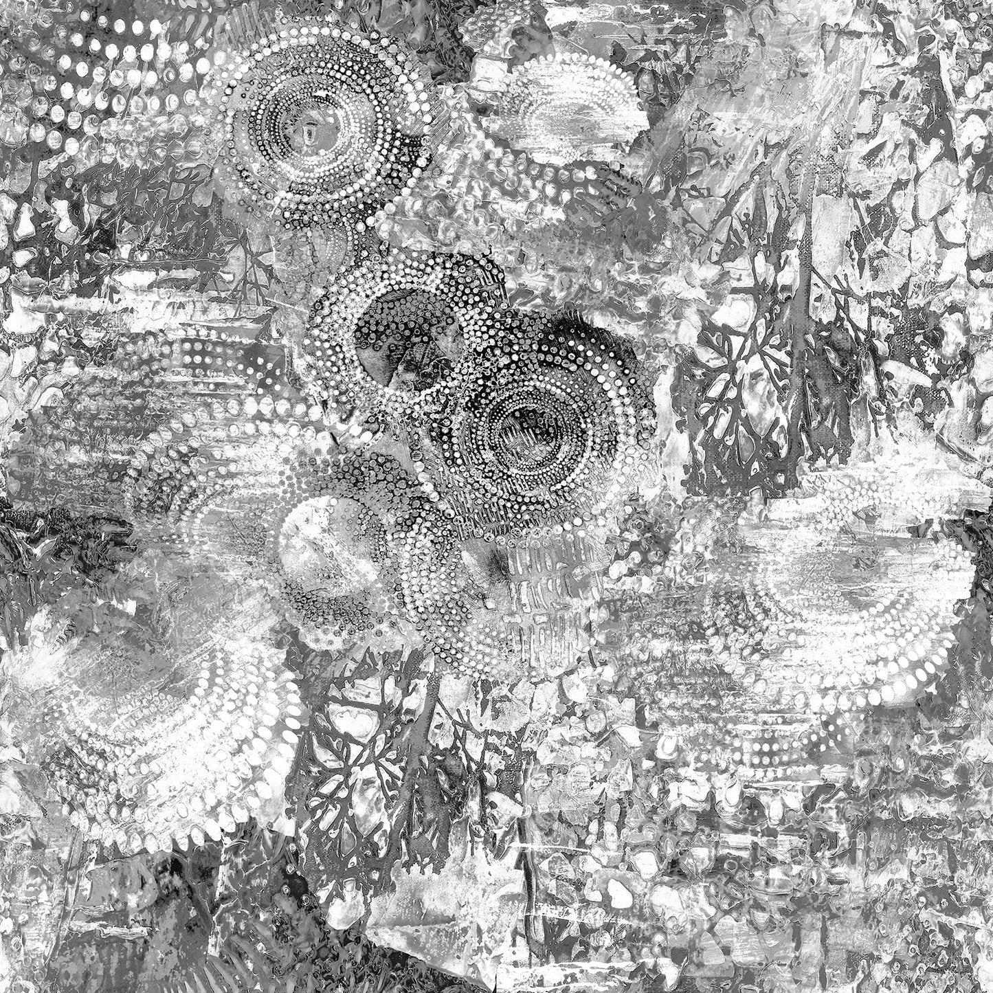Concentric 108" Wideback Circles Mono Grey Kennard & Kennard Cotton Fabric KK-4002-08