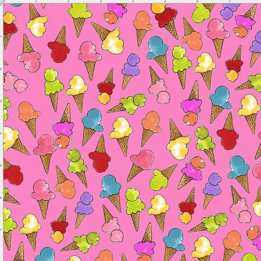 Cone Party Tossed Pink Loralie Designs Cotton Fabric