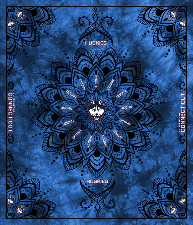 Connecticut Huskies NCAA Collegiate Tapestry Finished Panel 48"x56" Sykel Enterprises Polyester Minky Fabric UCON-1360