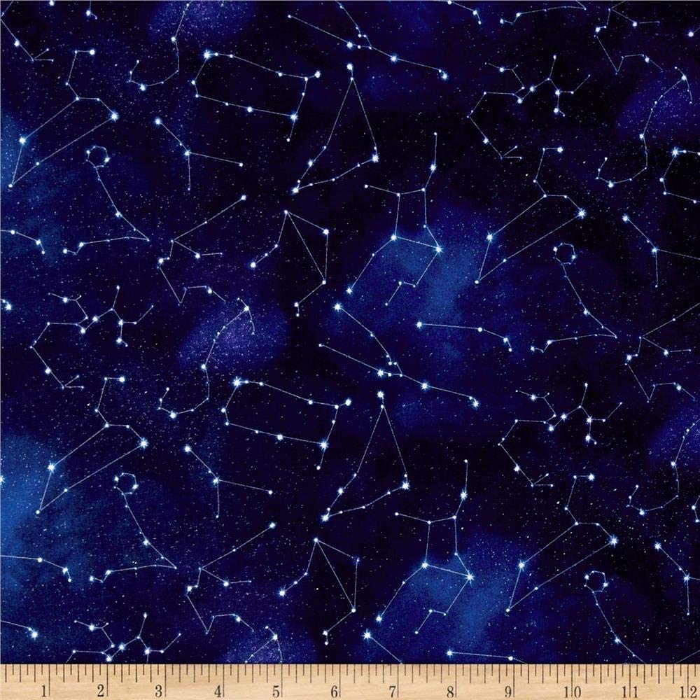 Constellation Stars Space Royal Blue Space Landscape Medley Elizabeth's Studio Cotton Fabric ES-582-Royal