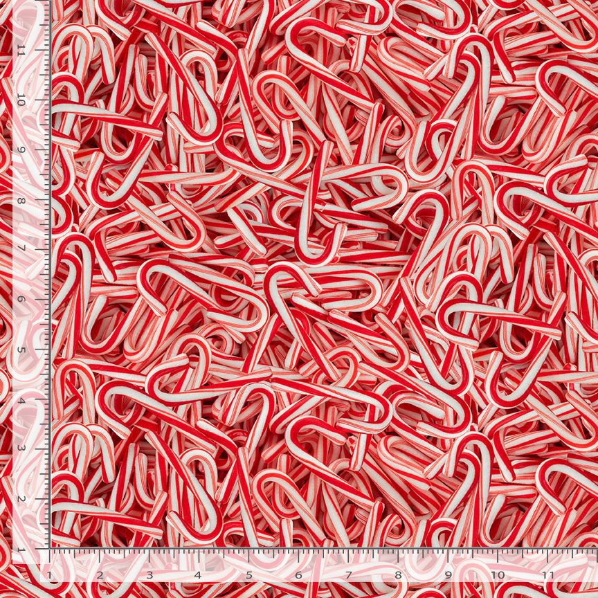 Cool Cats & Treats Holiday Candy Cane Packed Red Gail Cadden Timeless Treasures Cotton Fabric TT-HOLIDAY-CD2962-RED