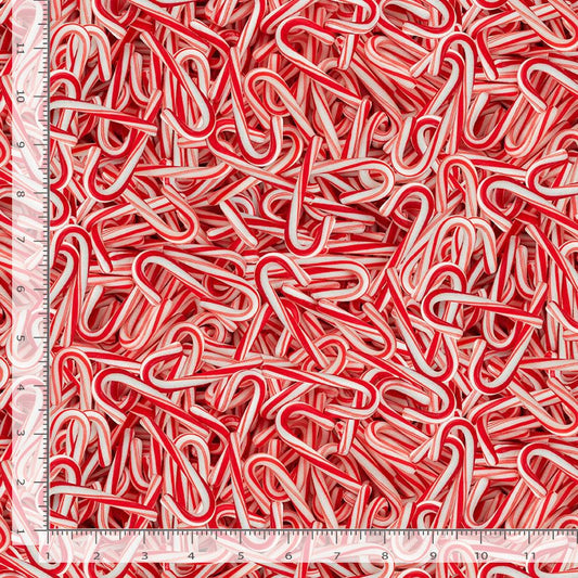 Cool Cats & Treats Holiday Candy Cane Packed Red Gail Cadden Timeless Treasures Cotton Fabric  TT-HOLIDAY-CD2962-RED