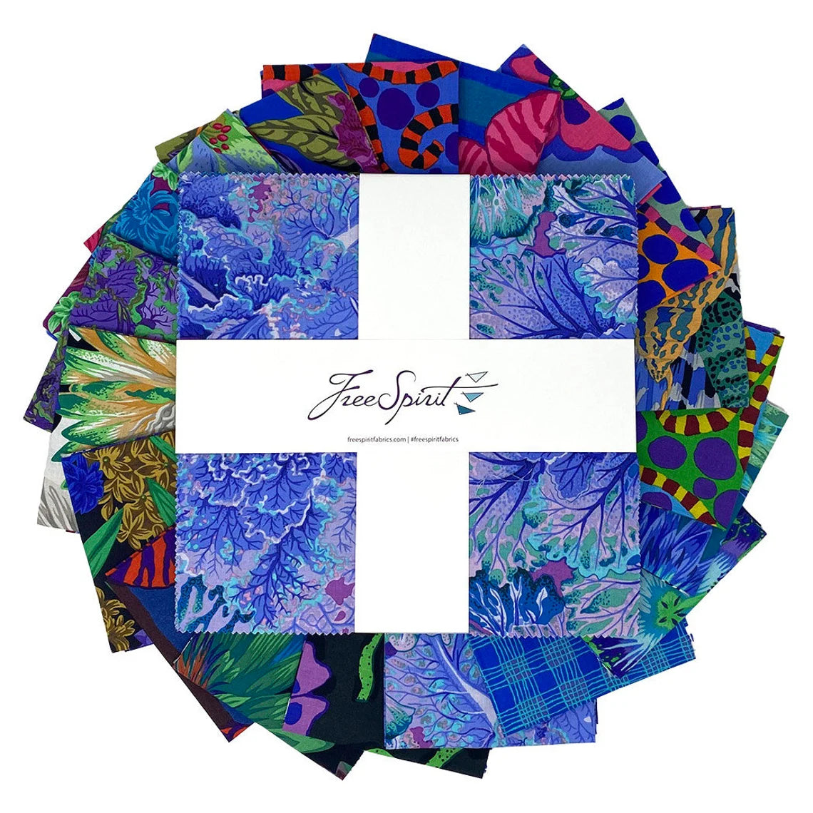 August 2023 Cool Design 10" Squares Kaffe Fassett Collective Free Spirit Cotton Fabric FS-FB610GP.COOLAUG23