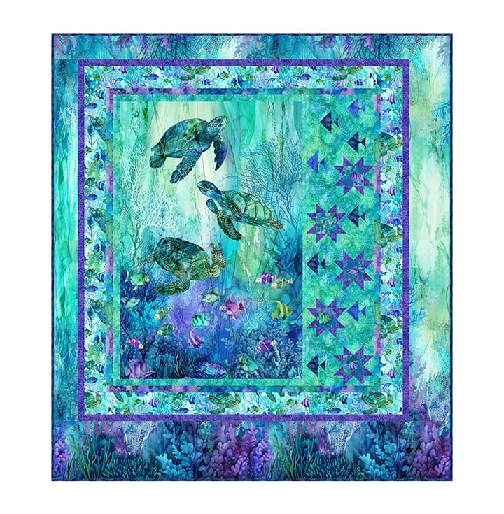 Coral Reef Digital Quilt Top 59"x 66" Multi Deborah Edwards and Melanie Samra Northcott Cotton Fabric NC-DQ3597 | US Fabric Shop