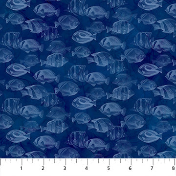 Coral Reef Fish Blender Navy Blue Deborah Edwards and Melanie Samra Northcott Cotton Fabric NC-DP28884-48