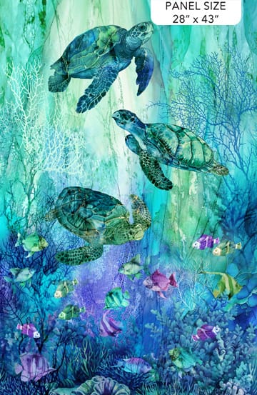 Coral Reef Panel 28" Turquoise Multi Deborah Edwards and Melanie Samra Northcott Cotton Fabric NC-DP28875-66 | US Fabric Shop