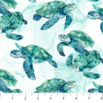 Coral Reef Turtles White Multi Deborah Edwards and Melanie Samra Northcott Cotton Fabric NC-DP28878-10 | US Fabric Shop