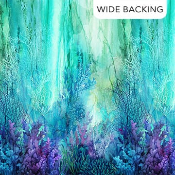 Coral Reef 108" Wideback Turquoise Multi Deborah Edwards and Melanie Samra Northcott Cotton Fabric NC-B28876-66 | US Fabric Shop