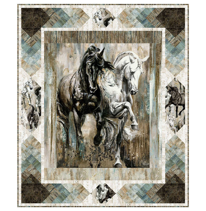 Cornered Digital Quilt Top 55 x 65 inches using Shadow and Light Elise Genest Northcott Cotton Fabric NC-DQ3675
