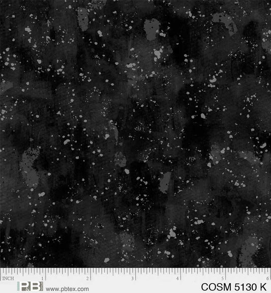 Cosmos Brushy Blender Black Eulalia Mejia P&B Textiles Cotton Fabric PB-COSM-5130-K