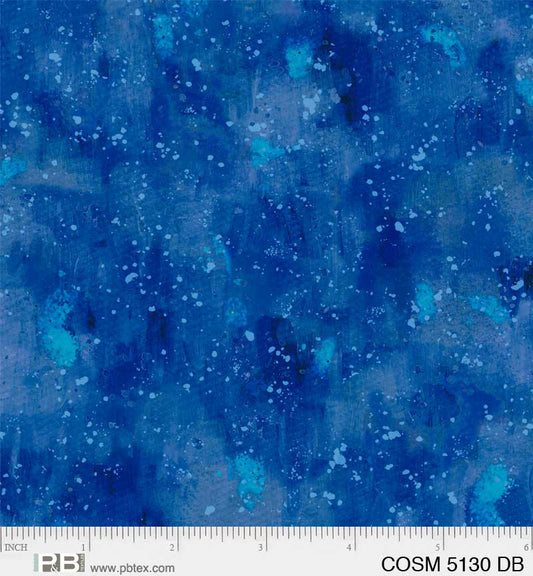 Cosmos Brushy Blender Dark Blue Eulalia Mejia P&B Textiles Cotton Fabric PB-COSM-5130-DB