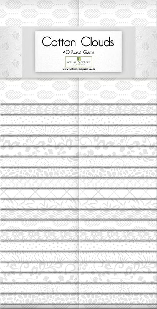 Cotton Clouds 2.5" Strips Karat Gems White White Tonal Wilmington Prints Cotton Fabric