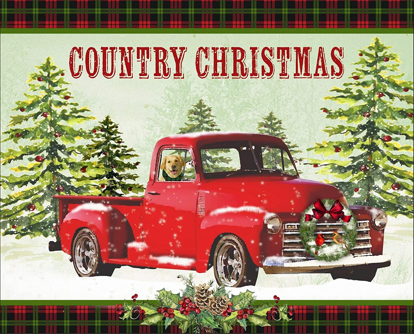 Country Christmas Lab Dog Panel 36" Multi David Textiles Cotton Fabric DT-AL-3981-9C-1