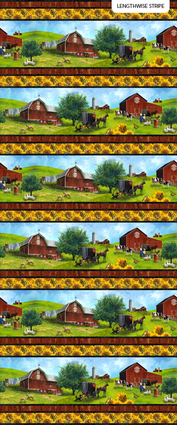 Country Paradise Border Stripe Tom Wood Northcott Cotton Fabric