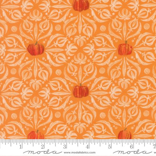 Coven Medallion Tiles Damask Pumpkin Orange Robin Pickens Moda Cotton Fabric MD-48802-12