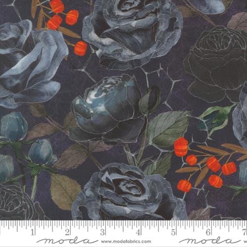 Coven Large Floral Midnight Charcoal Grey Robin Pickens Moda Cotton Fabric MD-48800-15 | US Fabric Shop