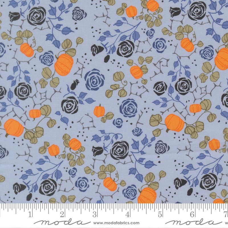 Coven Rose Small Garden Floral Sky Blue Robin Pickens Moda Cotton Fabric MD-48803-11