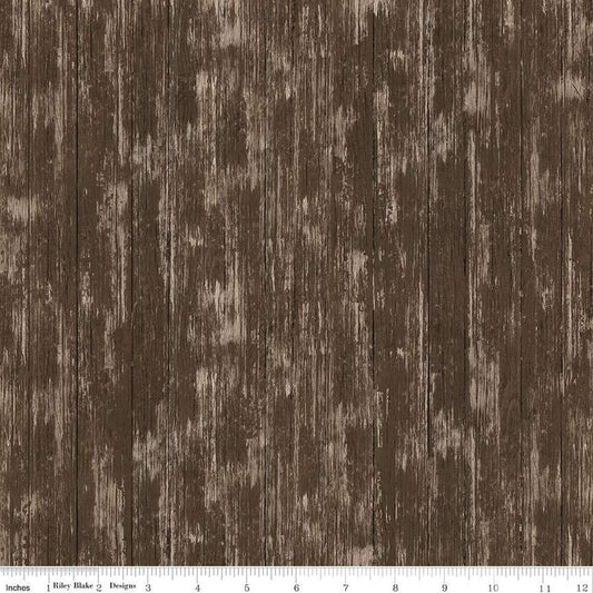 Covered Bridges in Spring Barnwood Brown Tara Reed Riley Blake Designs Cotton Fabric RB-C15825-BROWN