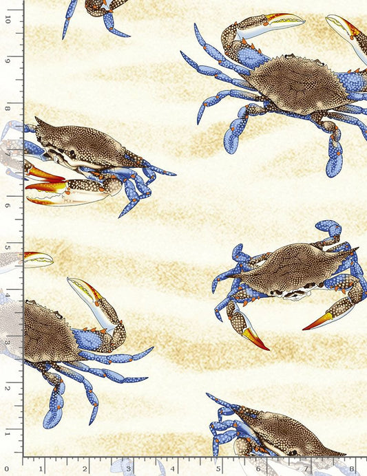 Crabs on Sand Beige Timeless Treasures Cotton Fabric
