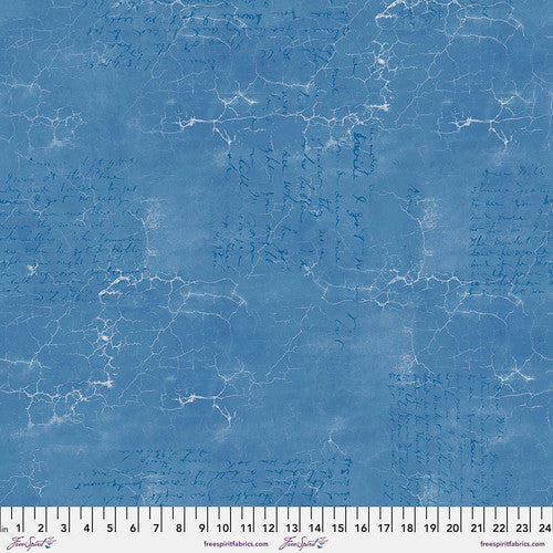Cracked Shadow Moonstone Blue Tim Holtz Eclectic Elements Free Spirit Fabrics Cotton fabric FS-PWTH128.Moonstone