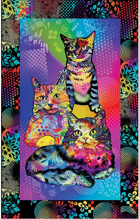 Crazy For Cats Kitty Power Panel 24" Multi Print Concepts Cotton Fabric