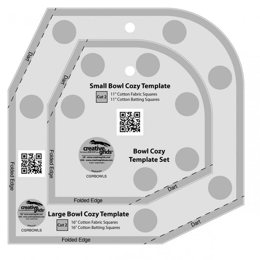 Creative Grids Bowl Cozy Template Set Acrylic Ruler 7 1/2" x7 1/2" Creative Grids
