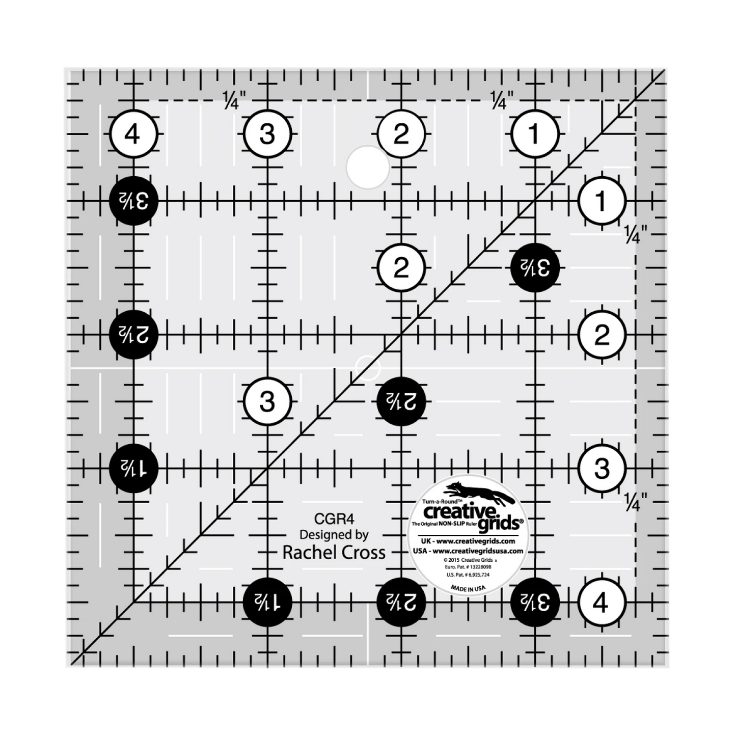 Creative Grids Quilt Ruler 4.5" Square Rachel Cross Creative Grids CG-CGR4