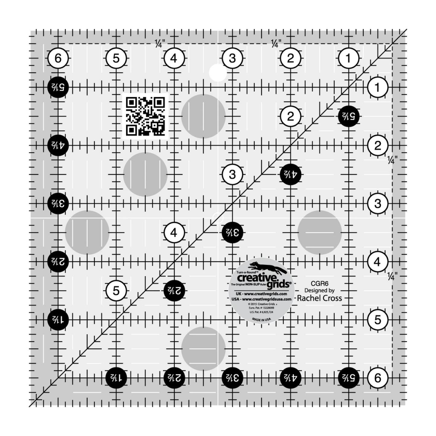 Creative Grids Quilt Ruler 6.5" Square Rachel Cross Creative Grids CG-CGR6