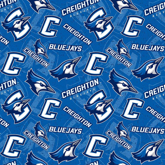 Creighton Blue Jays NCAA College Tone on Tone Sykel Cotton Fabric CRE-1178