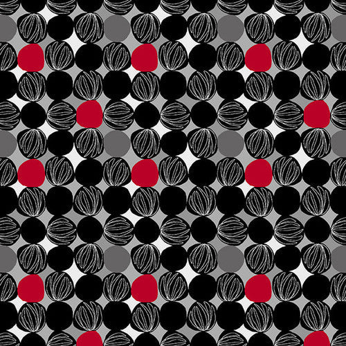 Crimson Garden Touching Dots Black Gray Deborah Velasquez Henry Glass Cotton Fabric HG-1195-89