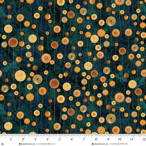 Crow-mazing Small Medallions Indigo Blue Jan Mott Henry Glass Cotton Fabric HG-3441-77