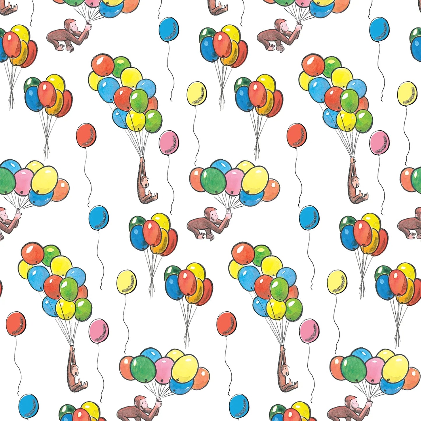 Curious George Curious Balloons White Springs Creative Cotton Fabric SC-68349-A620710