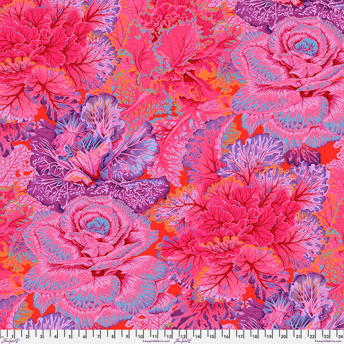 Curly Kale Red Philip Jacobs August 2023 Kaffe Fassett Collective Free Spirit Cotton Fabric FS-PWPJ120.Red