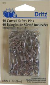 Curved Safety Pins Sz2 40ct Nickel Dritz