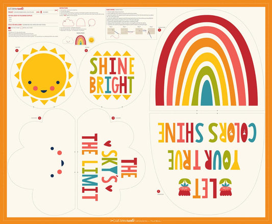 Cut Sew Create Part Two Sunshine Rainbow Cloud Panel 33" Stacy Lest Hsu Moda Cotton Fabric