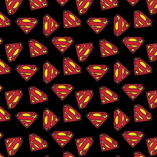 DC Comics Superman Logo Black Camelot Fabrics Cotton Fabric CF-23400704-05