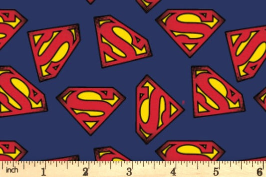 DC Comics Superman Logo Indigo Camelot Fabrics Cotton Fabric CF-23400704-02
