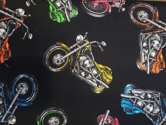 Coast to Coast Biker Motorcycle allover Black David Textiles Cotton Fabric DT-AL-3986-9C-1