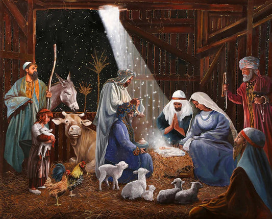Christmas Nativity Panel 36" Four Seasons Collection David Textiles Cotton fabric DT-AL-5698-2C-1