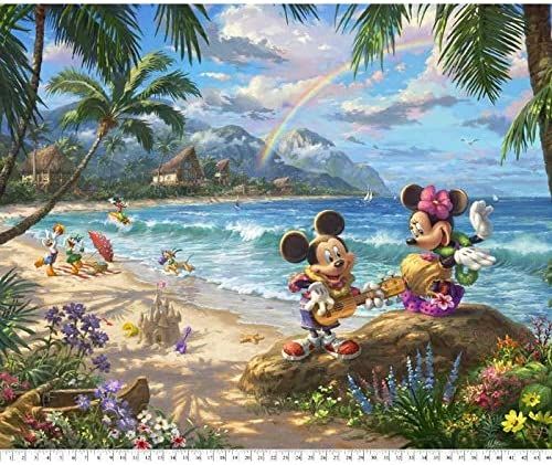 Go Hawaiian Panel 36" Mickey and Minnie Mouse Disney David Textiles Cotton Fabric DT-DS-2049-9C-1 Multi