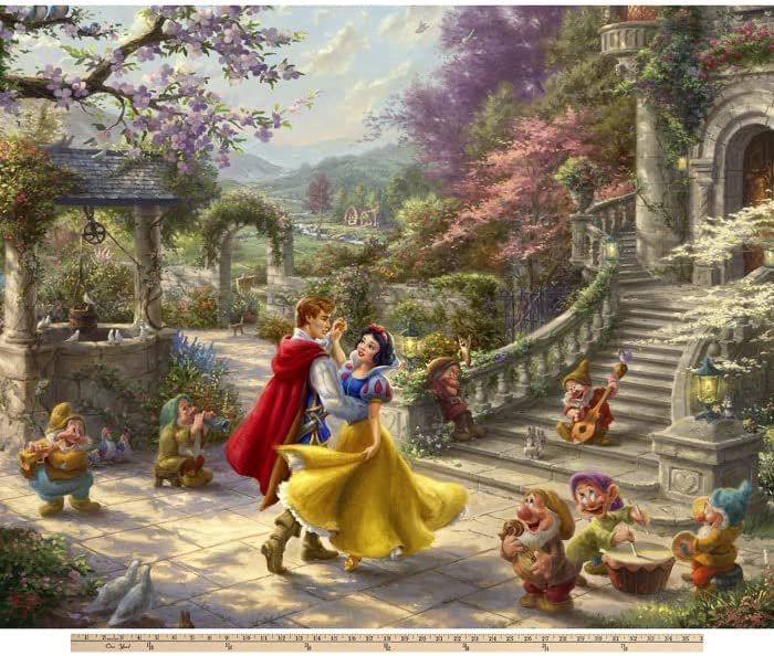 Snow White and Prince Panel Disney and Thomas Kinkade Licensed 36" David Textiles Cotton Fabric