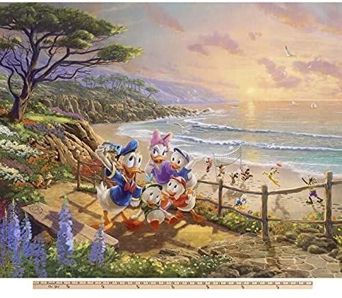 Donald Duck and Family Beach Vacation Panel 36" Disney Thomas Kinkade David Textiles Cotton Fabric DT-DS-2101-1C-1 Multi